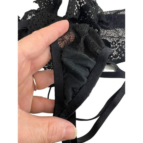 Unlined Black Lace String Teddy Special Occasion Large - Picture 3 of 5